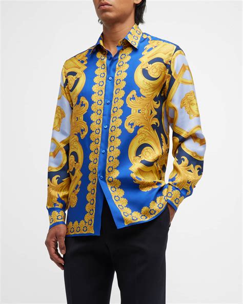 mens versace style silk shirt|authentic Versace shirt.